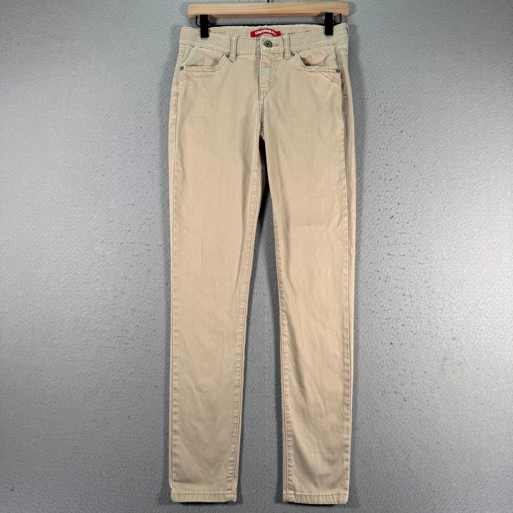 Unionbay Chino Pants Womens 5/27W Beige Skinny Fit Classic High Rise Stretch